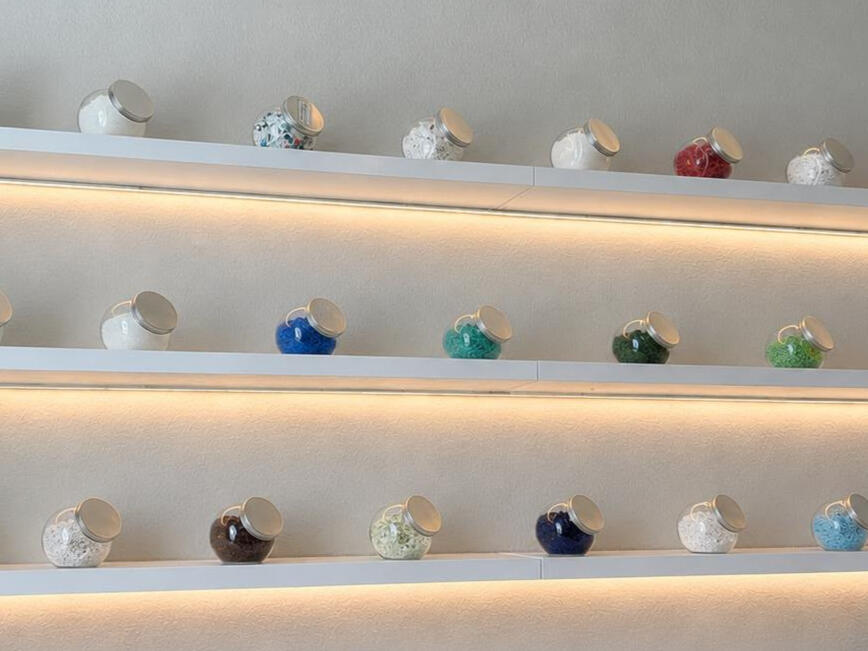 Floating shelves with warm LED lighting