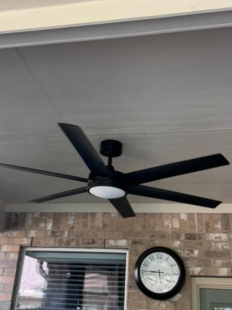 Covered-patio ceiling fan installation